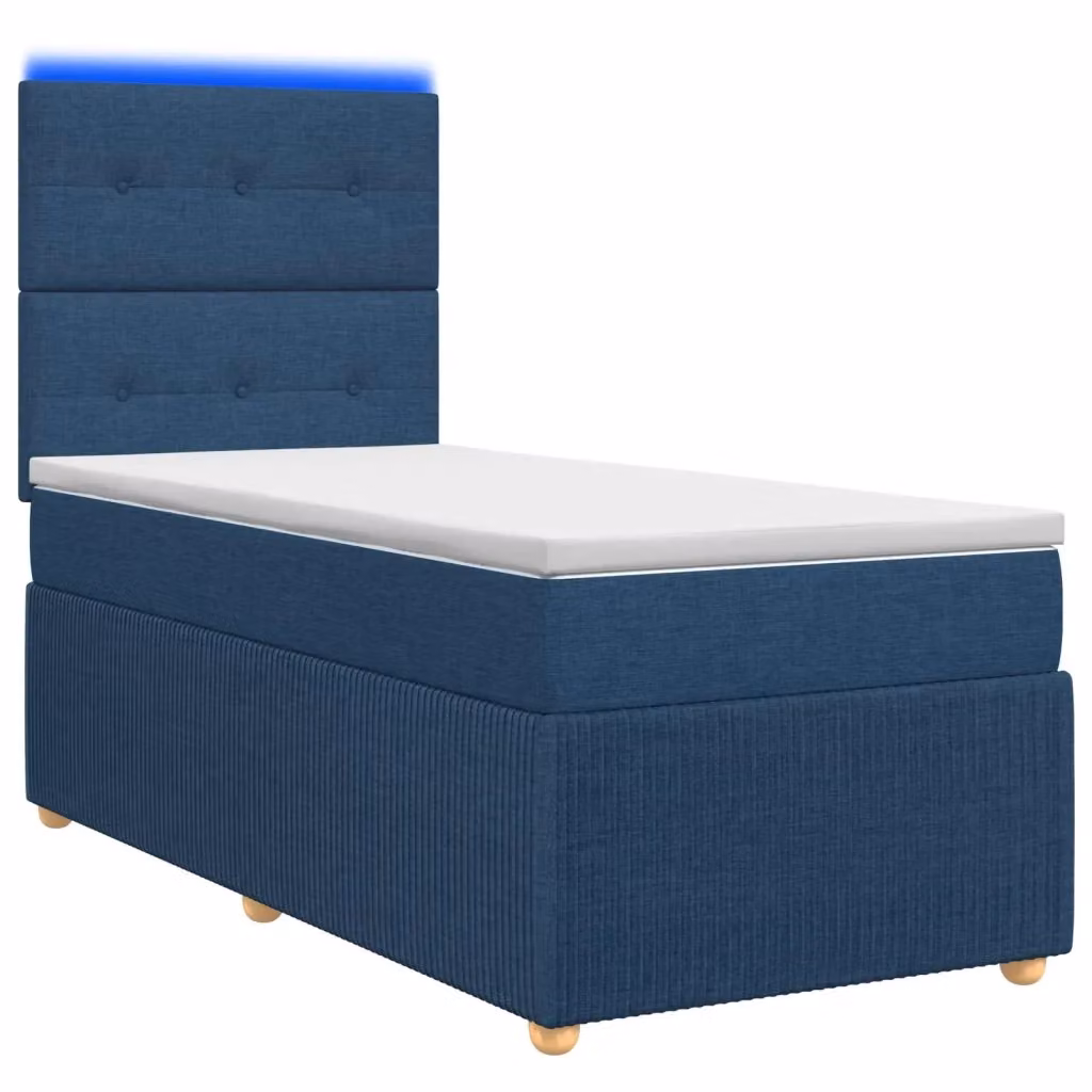Letto Box Spring vidaXL con Materasso Ibrido e Illuminazione LED Blu e Bianco L/P: 100 x 200 cm – 2