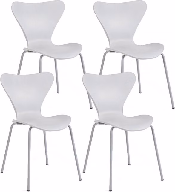 Set di 4 sedie moderne GIORDANOSHOP in plastica e metallo, colore grigio, L: 50 cm, P: 49,5 cm, H: 82 cm