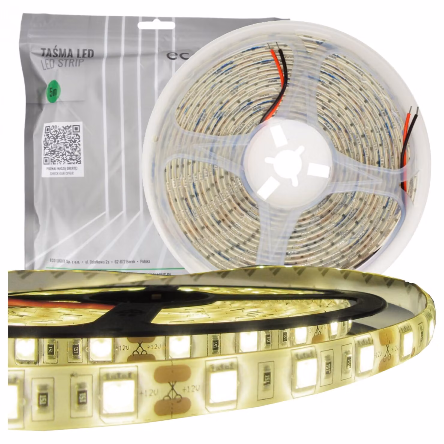 Striscia LED bianca neutra sigillata 14,4W/m 4000K 12V IP63 EC79564