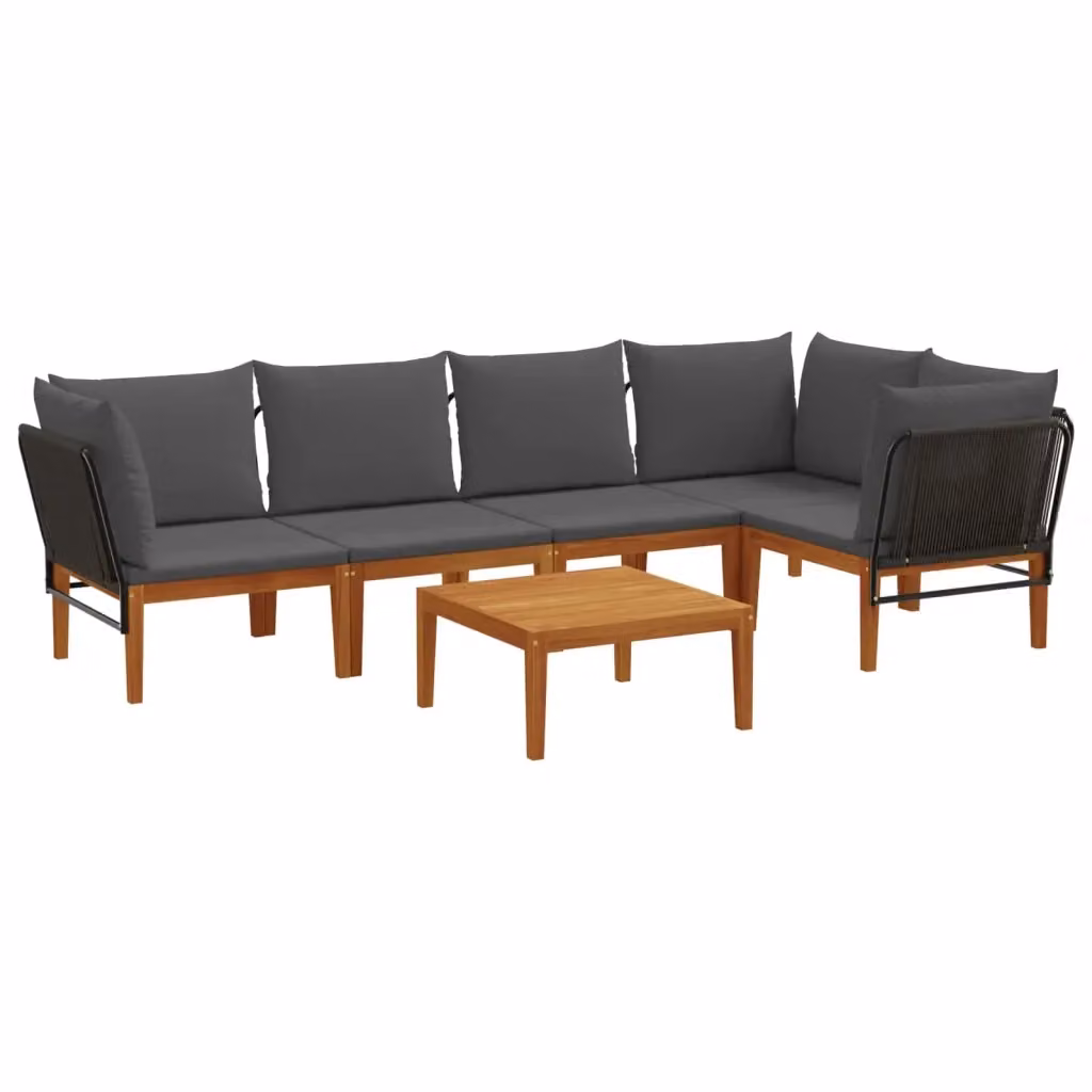 Set da giardino componibile a forma di L vidaXL in legno di acacia con cuscini inclusi per esterno – 2