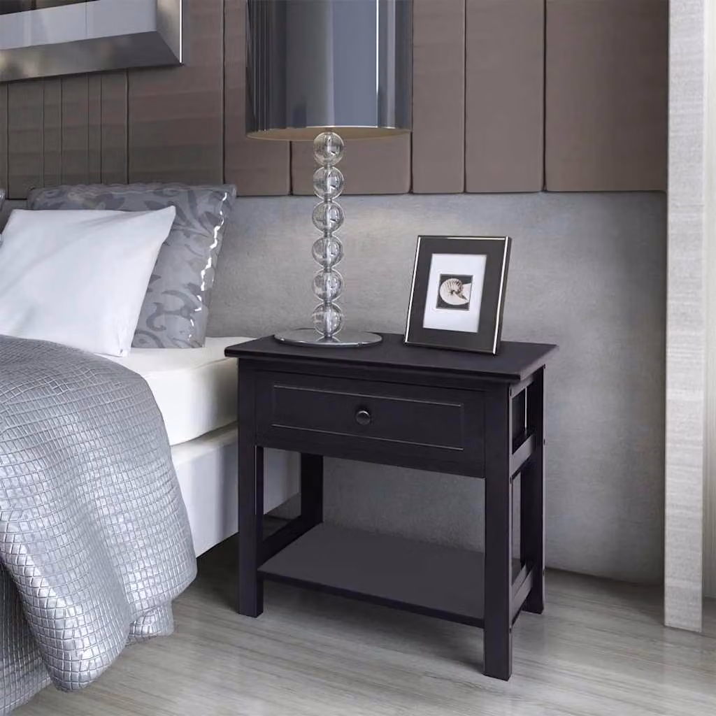 vidaXL Comodino Moderno in Legno Nero Opaco