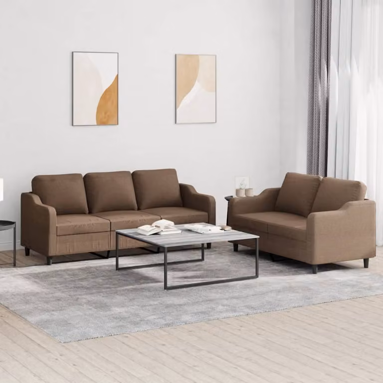 Maison Exclusive - Set divano a 2 posti con cuscini in tessuto marrone