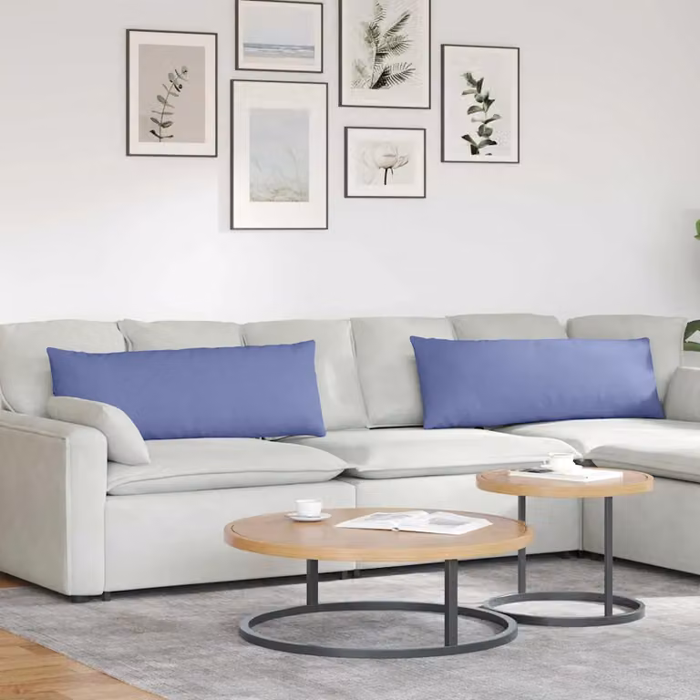 Set di 2 cuscini da divano vidaXL in tessuto blu, forma rettangolare, L 120 cm x P 40 cm x H 40 cm