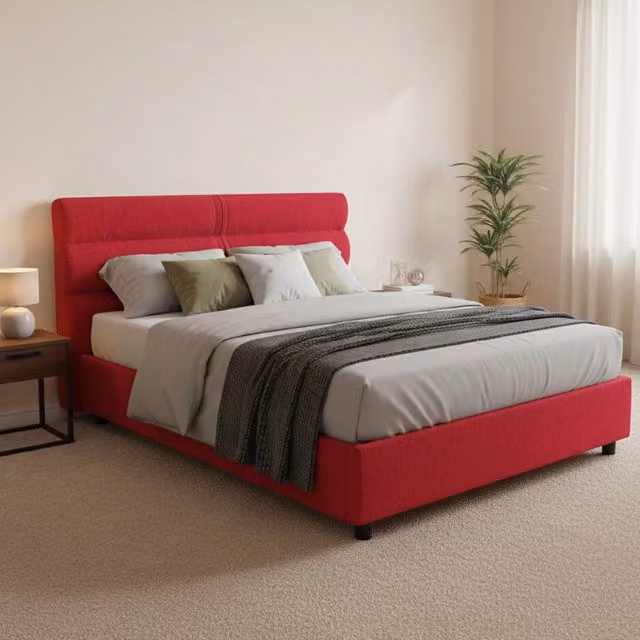 Letto Briona DMORA Piazza e Mezza, Made in Italy, Rosso, L/P: 120 x 200 cm