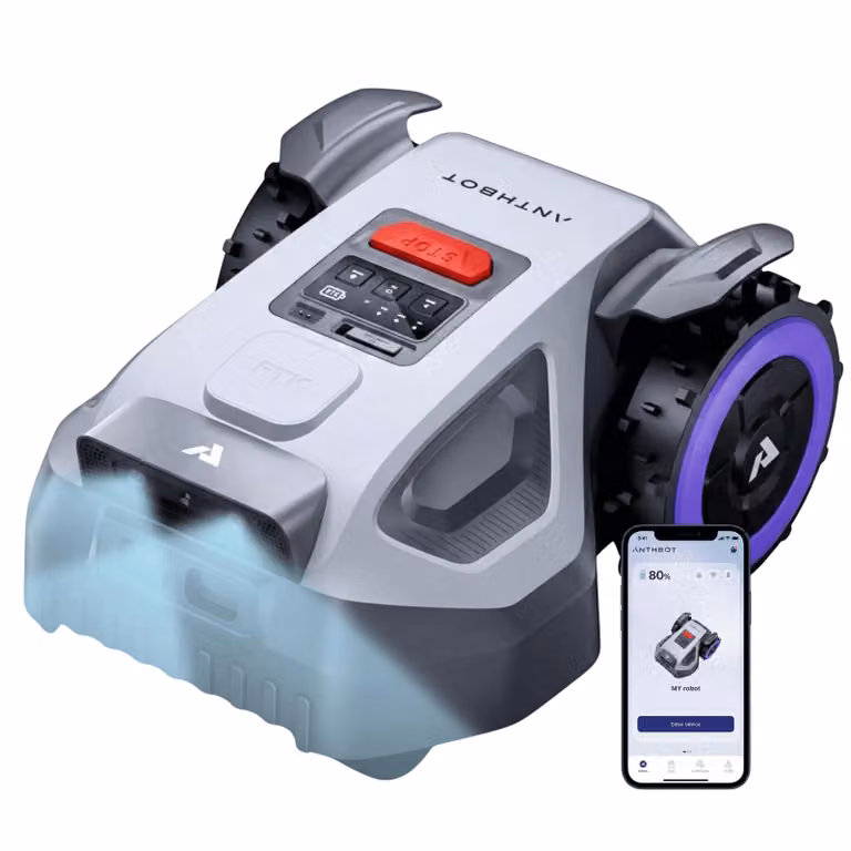 ANTHBOT M5 Robot tosaerba senza cavo perimetrale, navigazione RTK, telecamera AI a 150°, controllo tramite app, per giardini fino a 500 m², incl. 3 mesi di servizio NRTK
