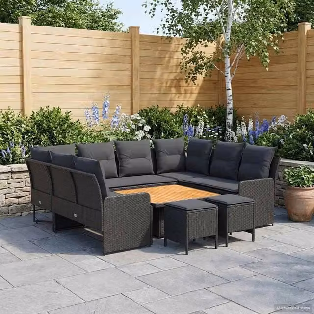 Set di Mobili 8 pz Nero Rattan in PE 3422195