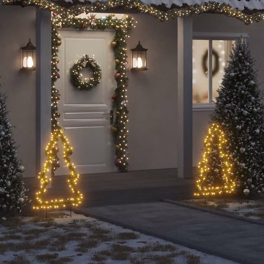 Decorazione Luminosa di Natale vidaXL con 115 LED a forma di Albero, Colore Bianco Caldo, Altezza: 90 cm