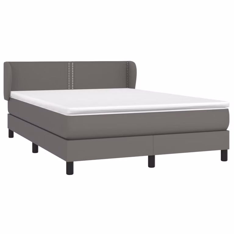 Giroletto a Molle con Materasso Grigio 140x200 cm in Pelle finta