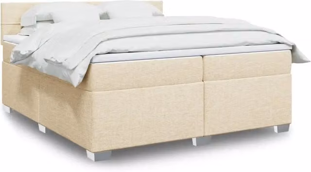 Letto Ibrido Moderno vidaXL con Materasso e Illuminazione Sottostante, Colore Beige e Bianco, L/P: 200 x 200 cm