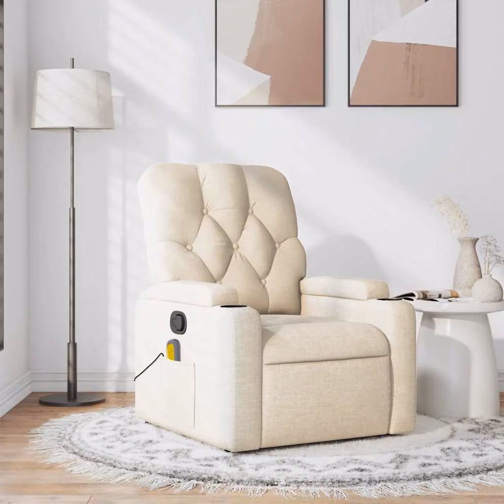 vidaXL Poltrona Relax Reclinabile Moderna in Tessuto Beige con Braccioli