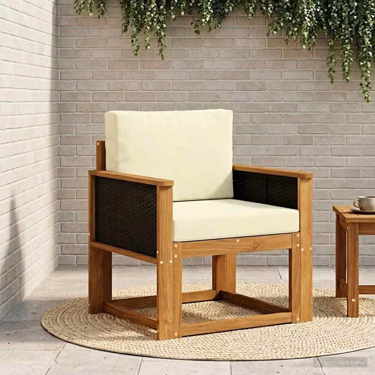 Divano centrale da esterno vidaXL in legno di acacia massello naturale colore marrone e beige