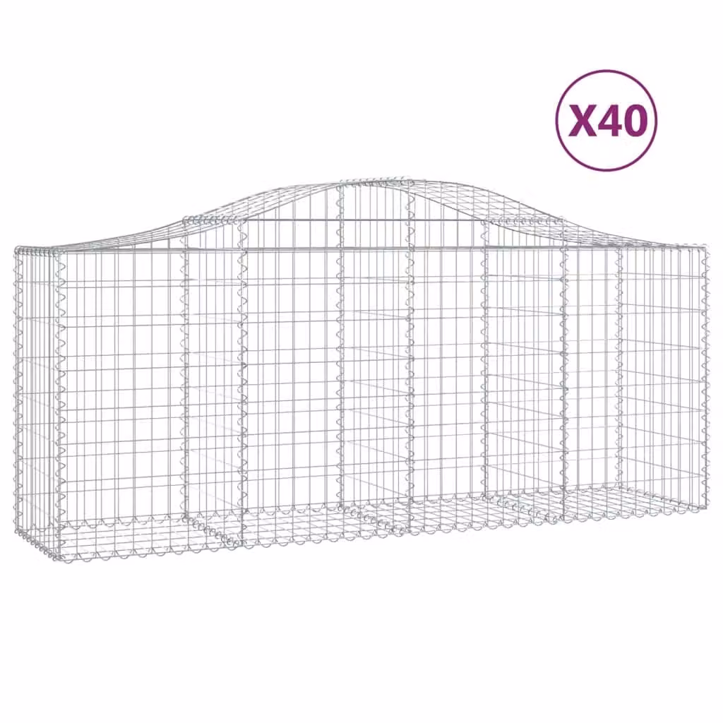 Cesti Gabbioni ad Arco 40 pz 200x50x80/100 cm Ferro Zincato