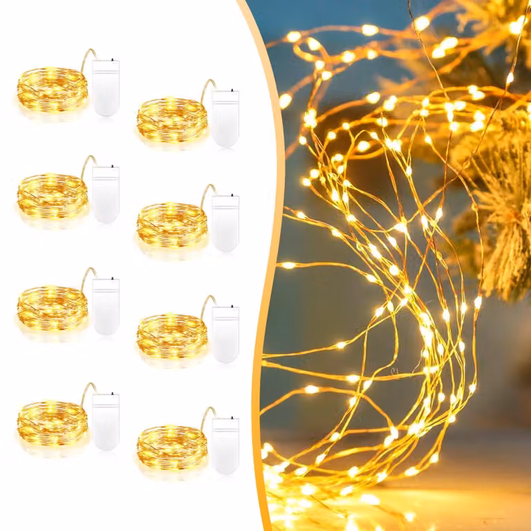 Confezione da 8 luci a LED a forma di bottiglia, lunghezza 2 metri, luce bianco caldo, 20 pezzi, impermeabili