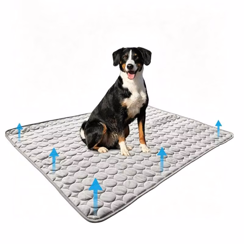 Tappetino refrigerante per cani e gatti - 100 x 75 cm - Tappetino autorigenerante per cani - Antiscivolo - Cuccia refrigerante per animali domestici - Adatto per interni ed esterni - Grigio