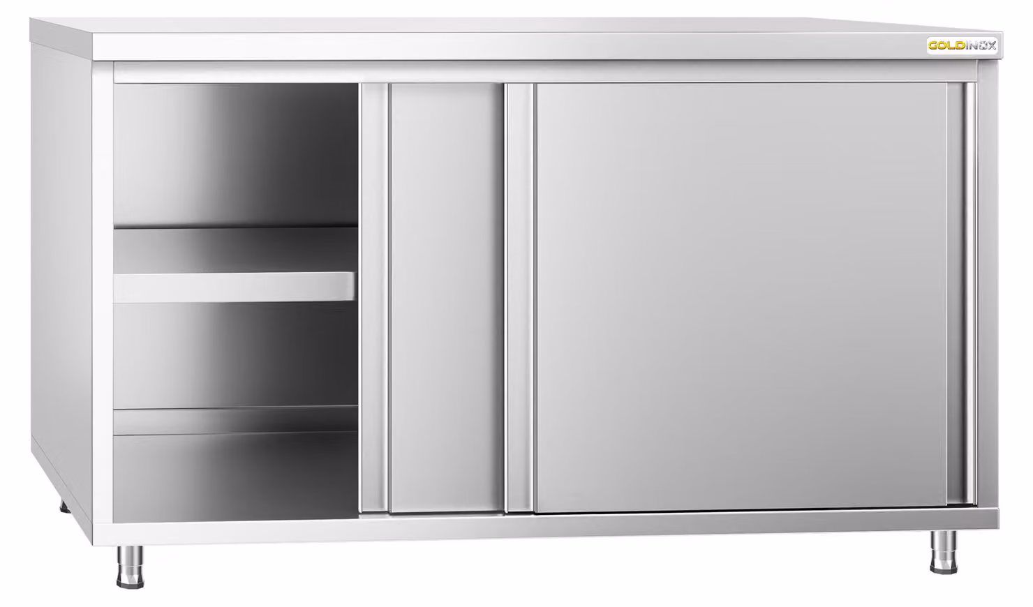 Mobile basso in acciaio inossidabile, dimensioni 1600x700 mm, linea PREMIUM - GOLDINOX