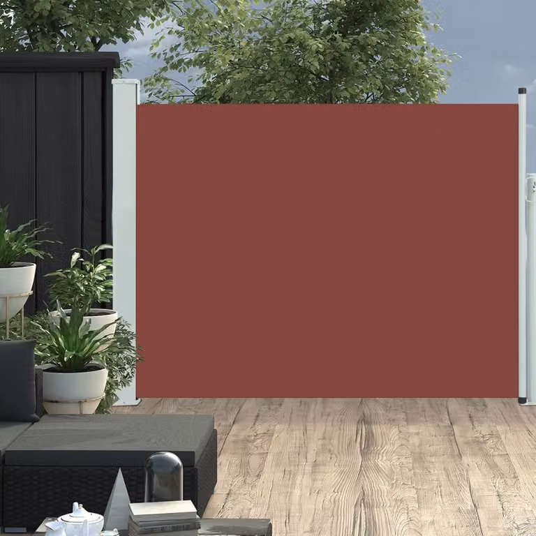 The Living Store Tenda laterale estensibile 140×500 cm Marrone