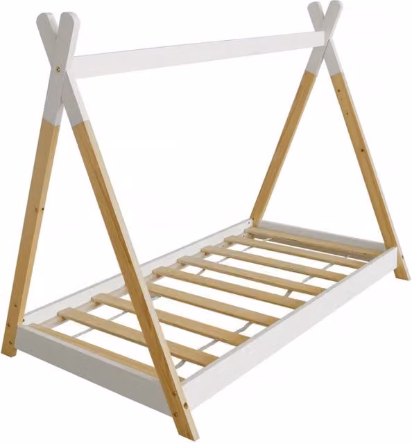 Letto a casetta Melissa per bambini in legno di pino bianco L 140 x P 70 cm – 1