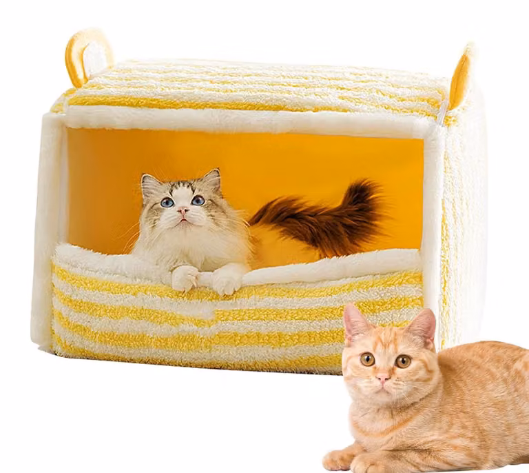 Cuccia pieghevole per cani e gatti, colore giallo