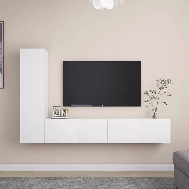 Set Mobili Porta TV 4 pz Bianco in Legno Multistrato 3078674