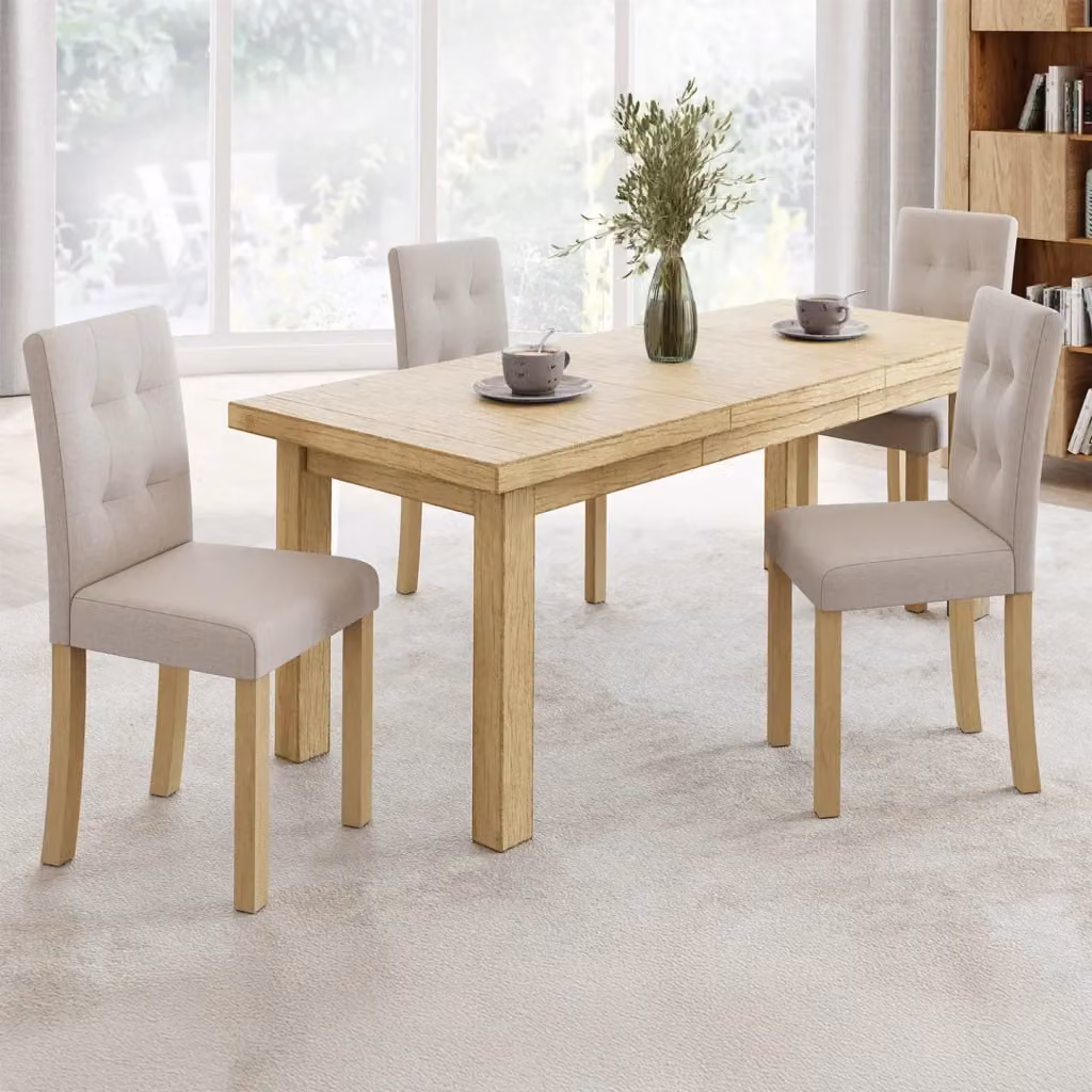 Set di 4 sedie da pranzo imbottite POLGA IDMarket beige in stile scandinavo con struttura in legno – 2