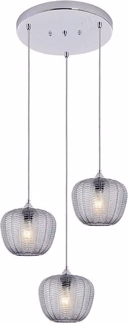 Lampadario a sospensione Rabalux Monet con 3 luci E27 in cromo e vetro fumé grigio