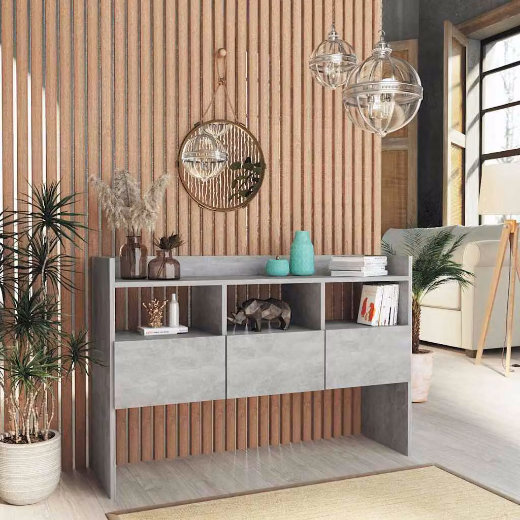 Credenza vidaXL in legno multistrato e MDF Grigio, stile rustico, L 105 x P 30 x H 70 cm