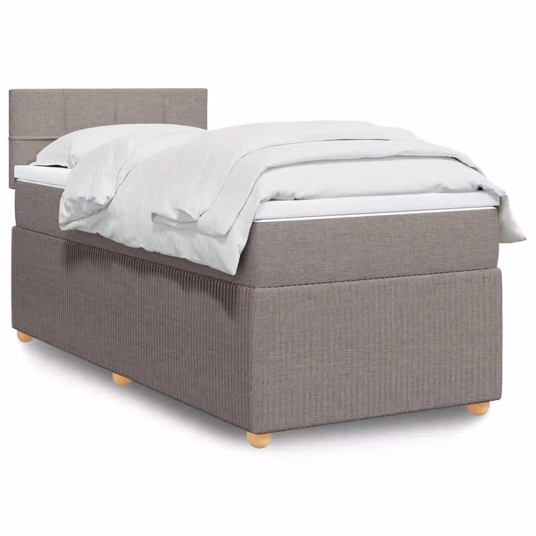 vidaXL Letto Ibrido con Giroletto a Molle e Materasso in Tessuto, Colore Grigio o Beige, L/P/H: 90 x 200 cm