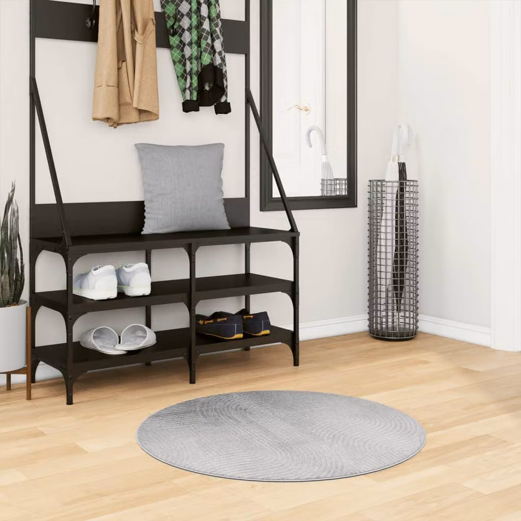 vidaXL Tappeto IZA Rotondo in Poliestere Grigio con Design Scandinavo e Motivo Geometrico Ø 80 cm