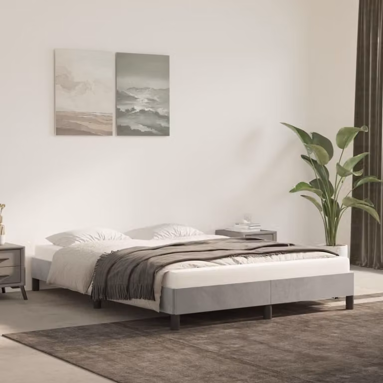 The Living Store Struttura letto grigio chiaro 140x190 cm in velluto