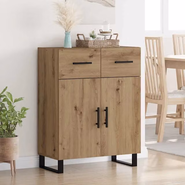 Credenza Buffet Moderna vidaXL in Legno Rovere Marrone L: 69,5 cm, P: 34 cm, H: 90 cm – 1