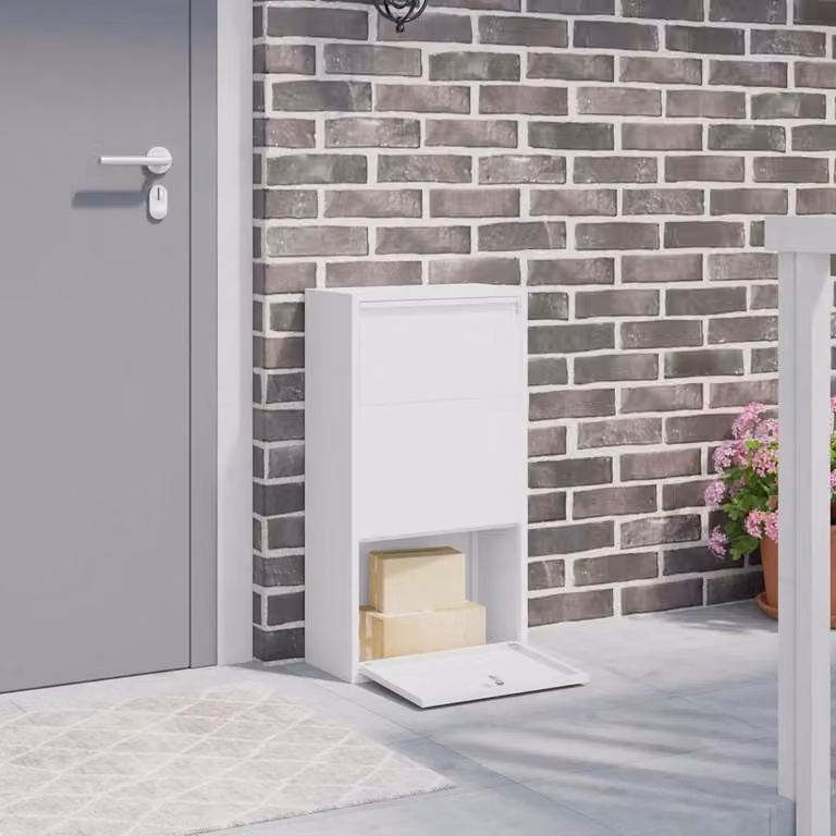 vidaXL Cassetta per pacchi con porta Bianco 44 x 22 x 82 cm Acciaio