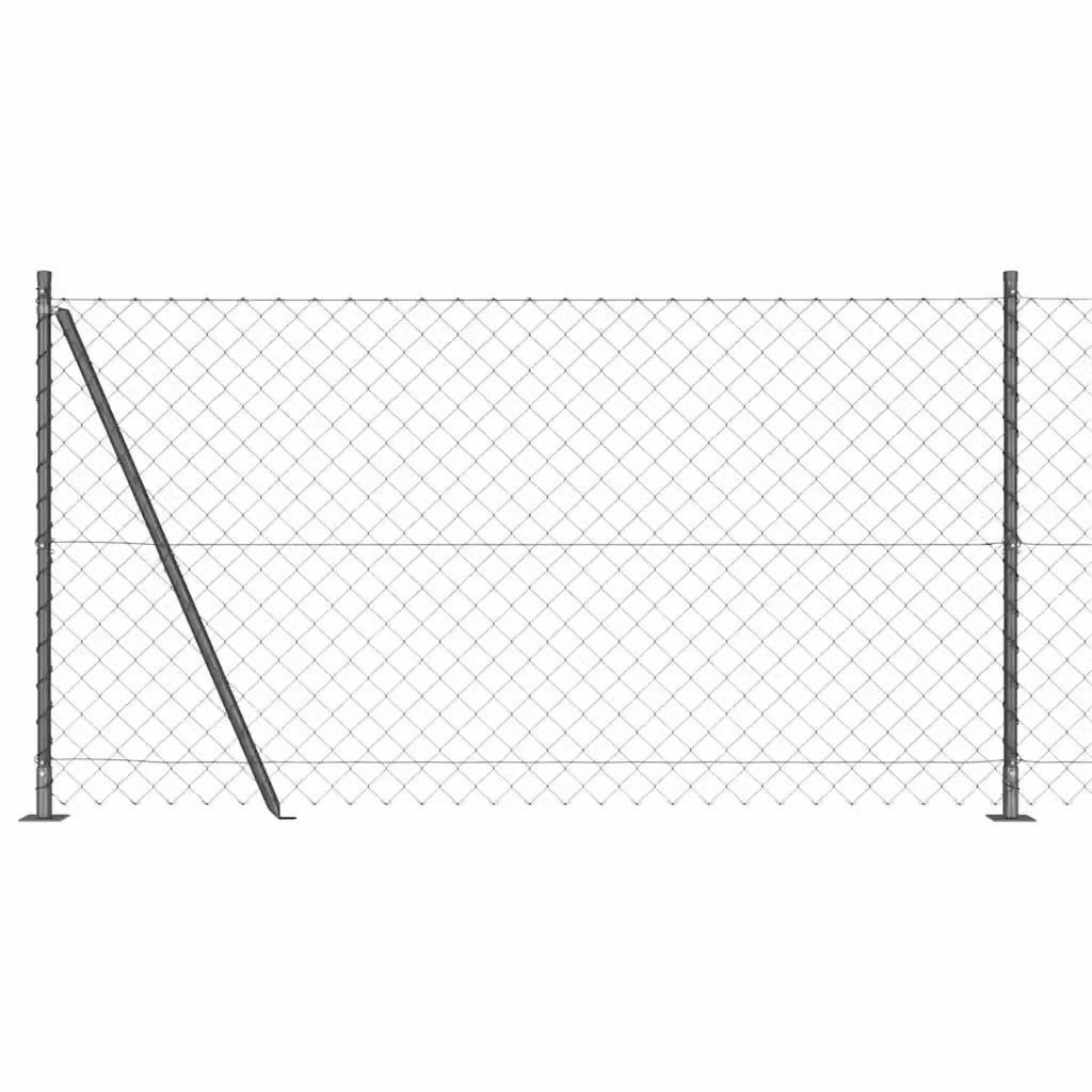 Recinzione a maglie vidaXL con base in cemento in acciaio e PVC, Grigio, 25 x 1,2 m – 2