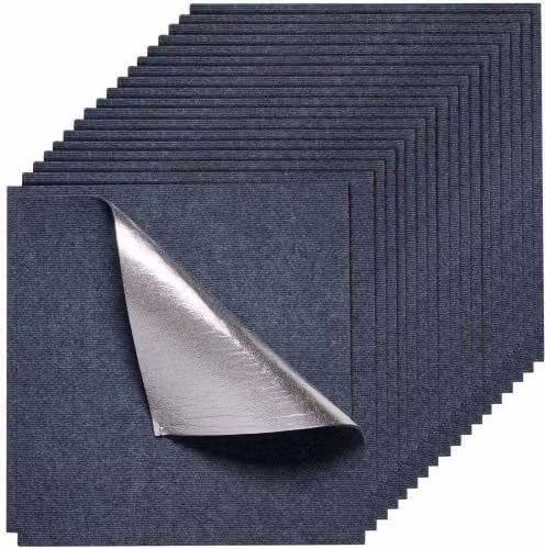 Piastrelle per Moquette VEVOR Autoadesive Grigio, Confezione da 15 Pezzi, Copertura 5,6 m2, L/P: 61 x 61 cm