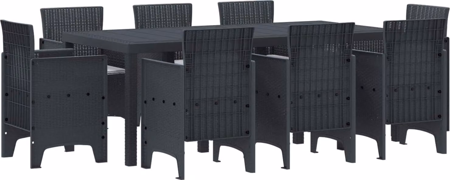Set da Pranzo per Giardino 9 pcs Antracite Polipropilene