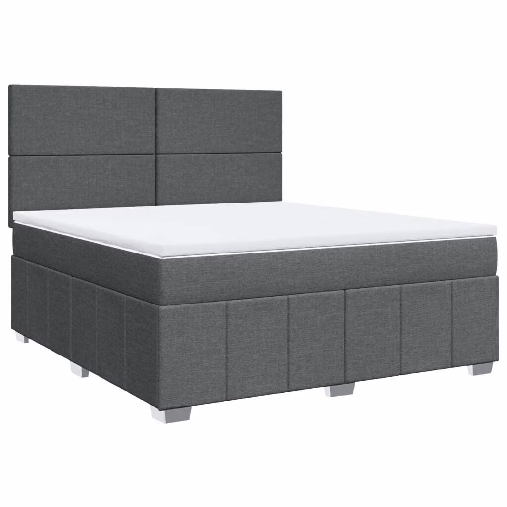 Giroletto a Molle con Materasso Grigio Scuro 180x200 cm Tessuto