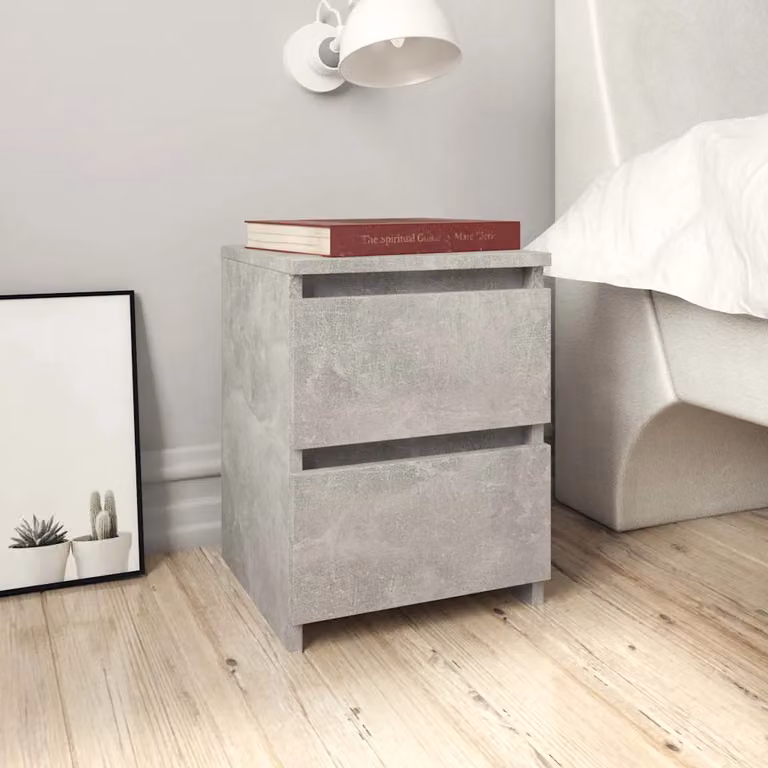 Comodino vidaXL in legno multistrato e MDF, colore grigio cemento, L 30 x P 30 x H 40 cm