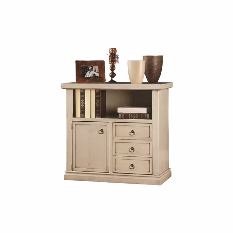 Porta TV in legno stile shabby chic color beige e bianco Mobili2G L: 84 cm, P: 40 cm, H: 75 cm