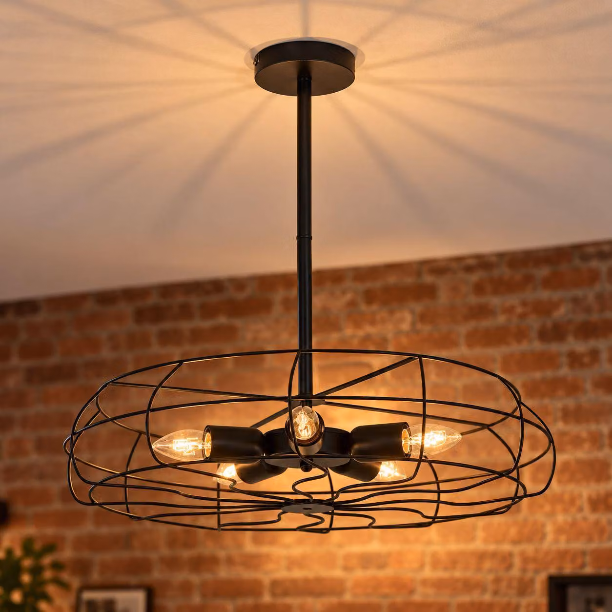 Lampada da soffitto in metallo retro nero 5x E27 tavolo da pranzo soggiorno plafoniera