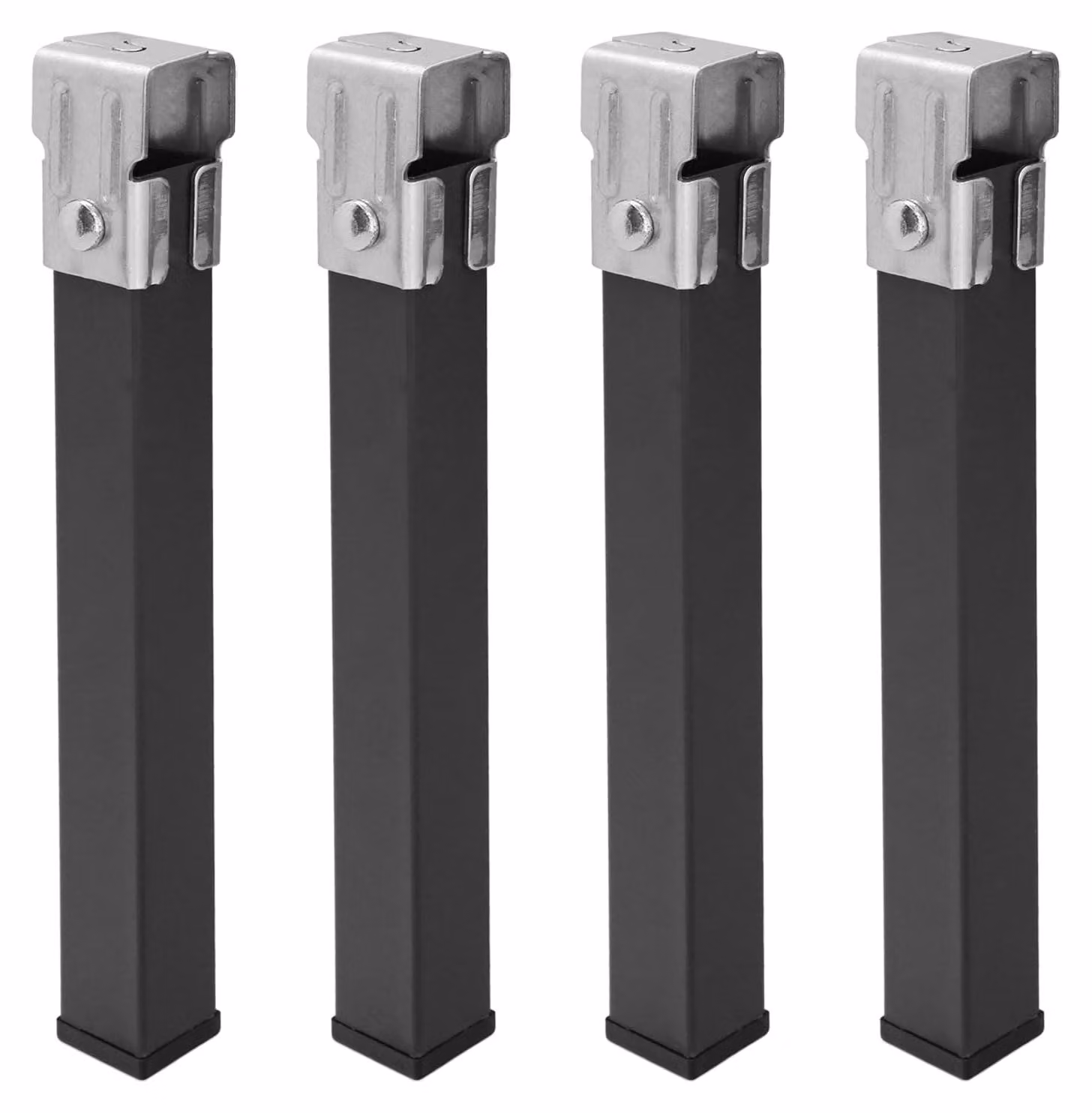 Set di 4 piedini, dimensioni 30x30 mm, altezza 25 cm, in metallo