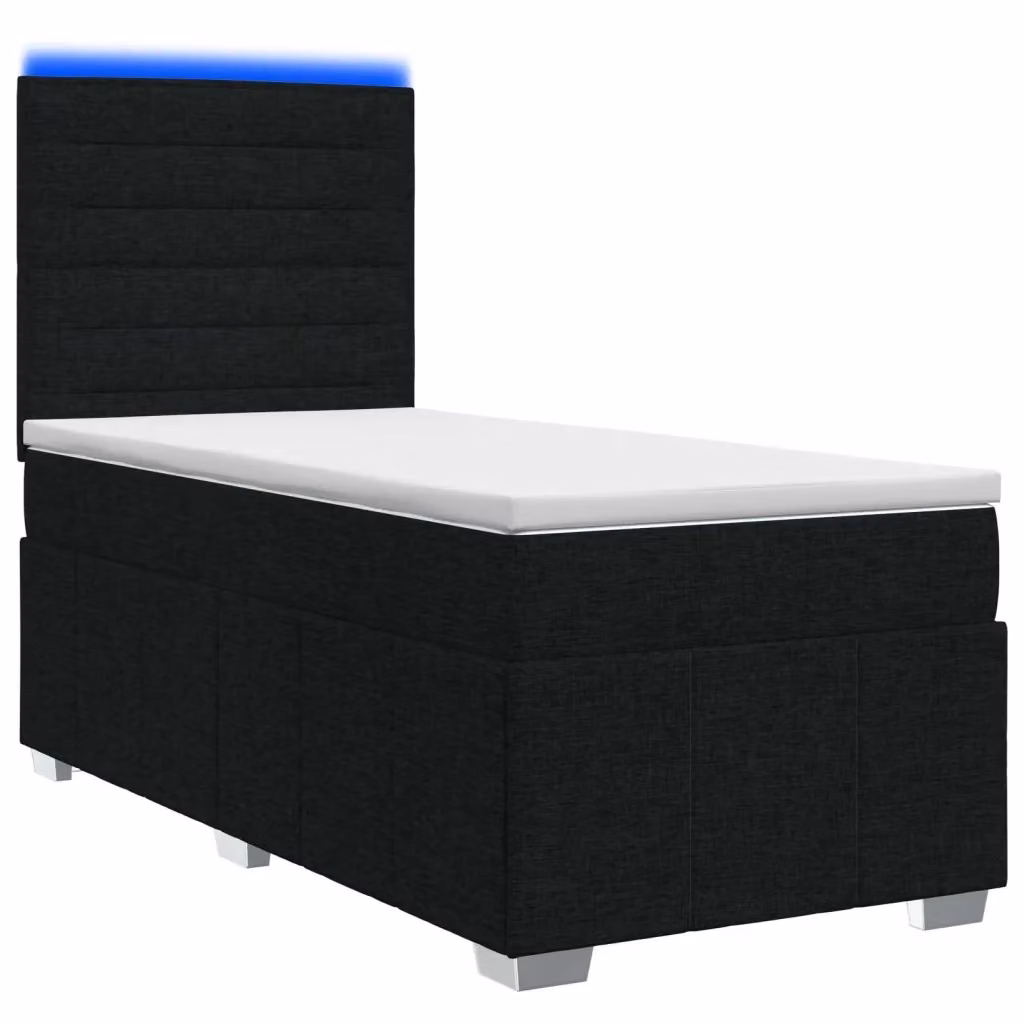 Letto Box Spring vidaXL con Materasso a Molle Pocket e Illuminazione LED, Colore Nero, L/P: 200 x 80 cm – 2