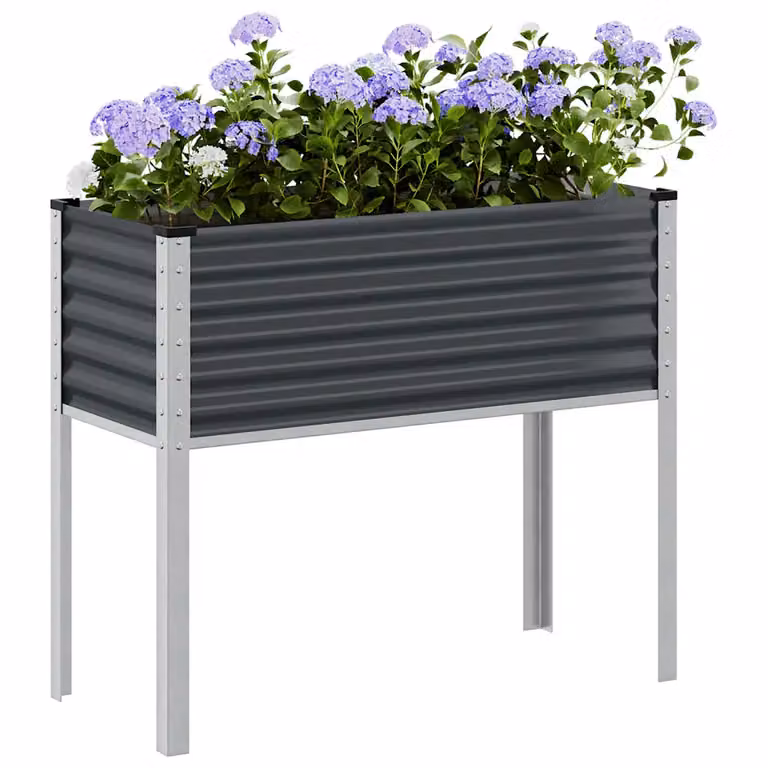 Fioriera da giardino vidaXL in acciaio antracite L: 100 cm, P: 45 cm, H: 90 cm