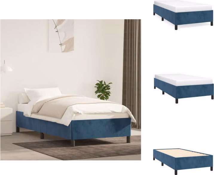 vidaXL Struttura letto blu scuro 90x200 cm in velluto - Letti e strutture letto
