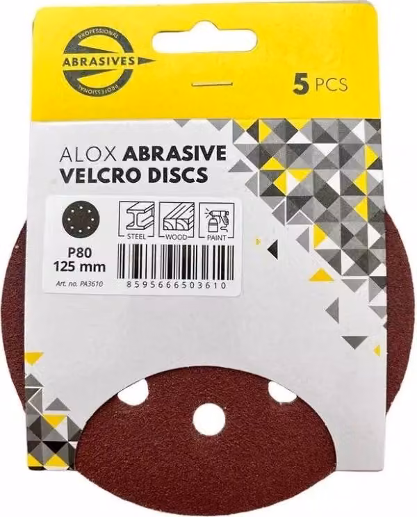 Lamex Ritaglio di velcro abrasivo EA255V, 125 mm P120 H8, 5 pz