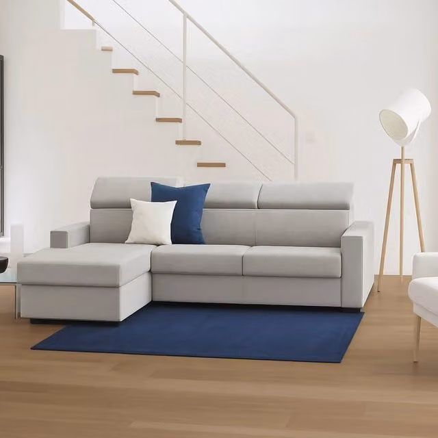 Divano ad angolo Aryaly TALAMO ITALIA con chaise longue contenitore a sinistra, rivestimento in tessuto grigio, L: 280 cm, H: 85 cm, P: 95 cm