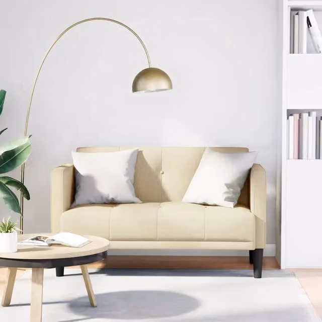 Divanetto moderno vidaXL in tessuto beige, L: 111 cm, P: 67 cm, H: 74,5 cm