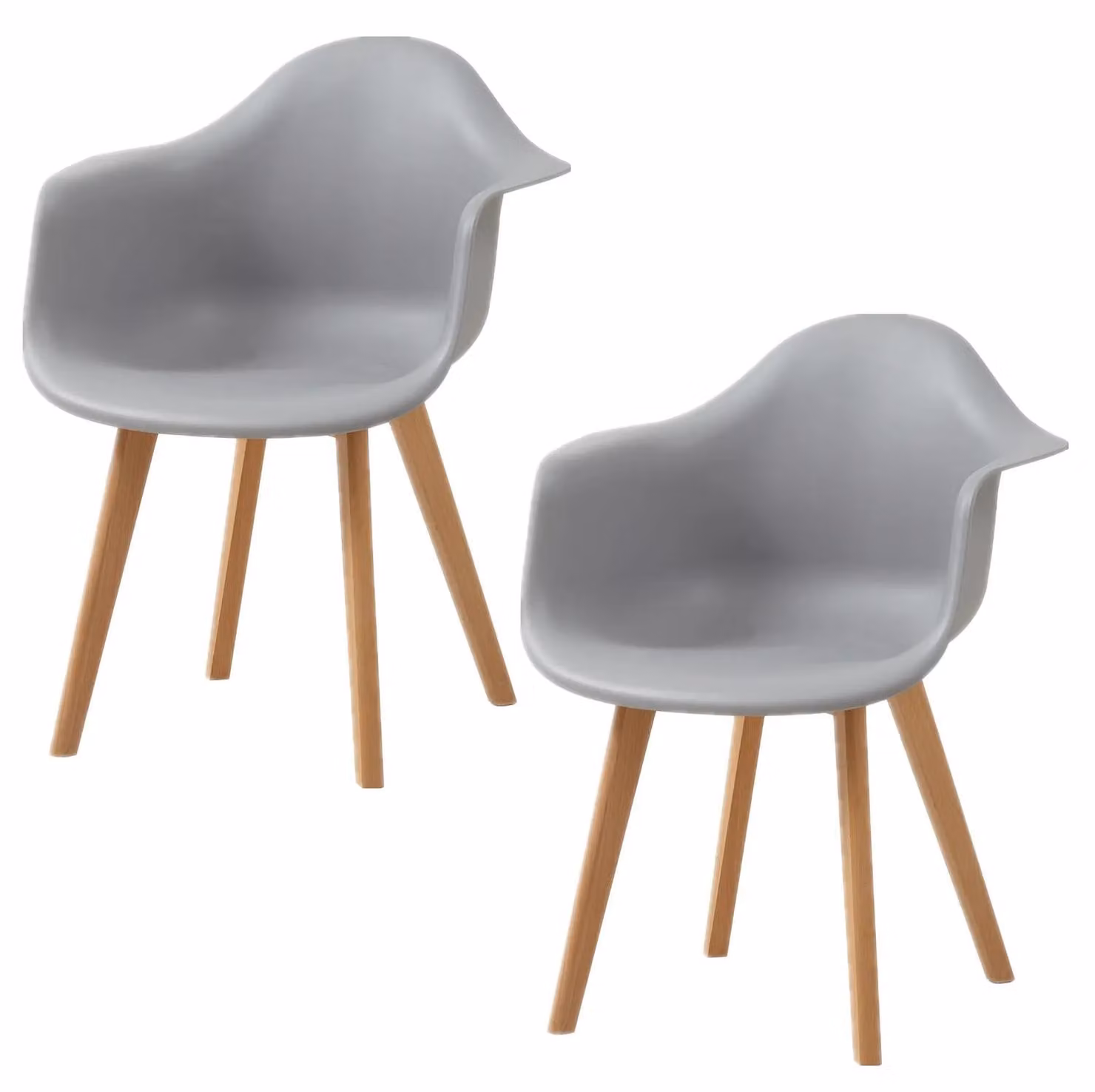 Set di 2 sedie da pranzo - Sedia - Seduta in plastica - Struttura in metallo - Stile moderno e minimalista - Adatte per cucina e soggiorno - Grigio