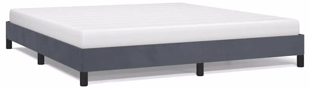 Struttura letto senza materasso, colore grigio scuro, dimensioni 193x203 cm, modello King, rivestita in velluto