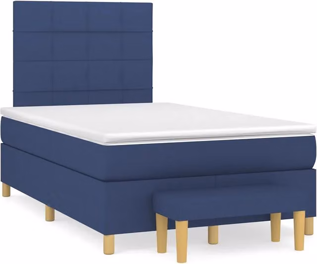 Letto Ibrido con Giroletto a Molle e Materasso vidaXL in Tessuto Blu e Bianco L/P/H: 120 x 200 x 193 cm