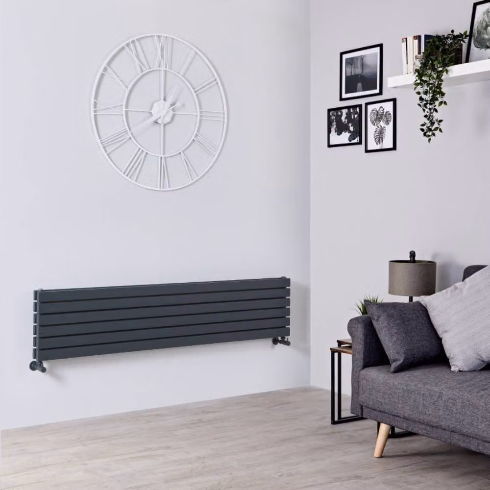 Radiatore di Design Orizzontale Antracite - 354 x 1600mm - 1049W - Sloane