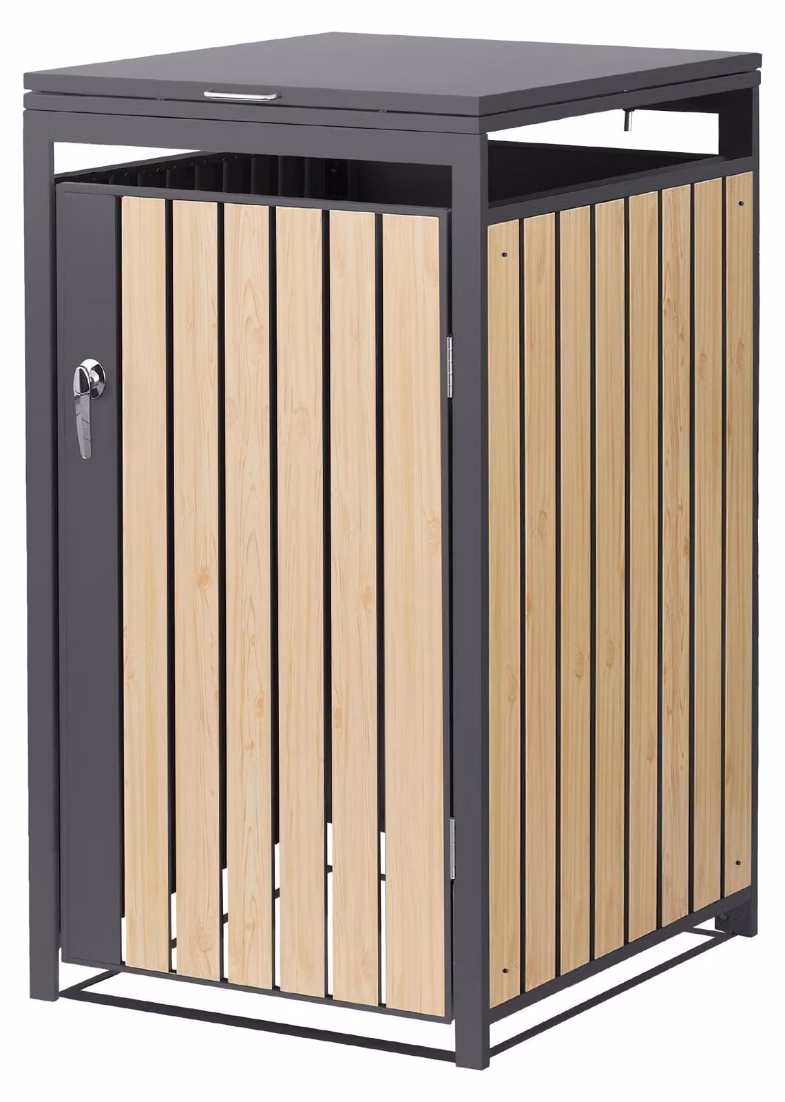 Rivestimento per bidoni della spazzatura da 240 litri, dimensioni 68x80x120 cm, colore antracite, materiale: acciaio